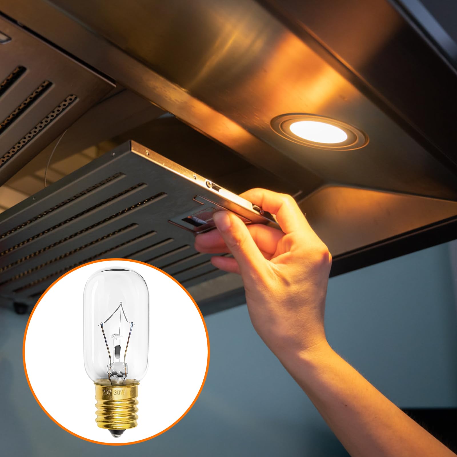 Belleone Light Bulb Fits for LG Microwave Oven - Compatible with LG Frigidaire Ken-more Whirlpool GE Over the Range Microwave, Dimmable 125V 30W E17 Base, Kitchen Night Light, Repalce 6912W1Z004B,4pcs