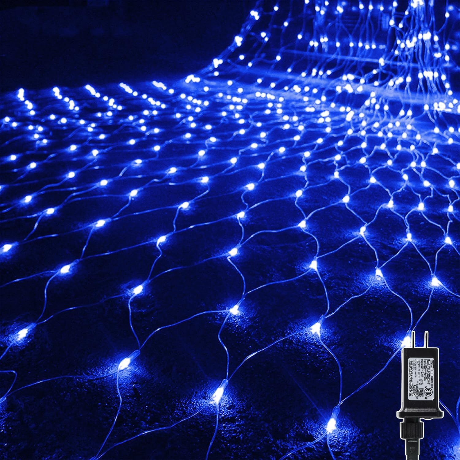 WATERGLIDE 12FT x 5FT Outdoor Christmas Net Lights - 360 LED Waterproof Mesh String Lights | 8 Lighting Modes, Blue