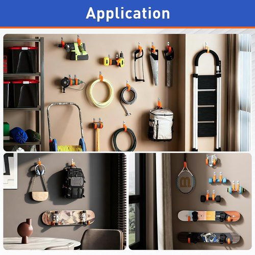 Heavy Duty Wall Hooks by [Brand Name] - Steel Utility Tool Organizer for Garage & Garden | 2-Pack, Orange