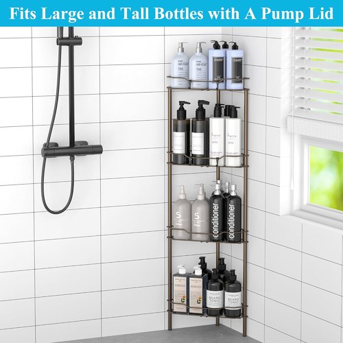 HuggieGems 4-Tier Corner Shower Caddy Organizer - Stylish Bathroom Shelf Rack in Bronze