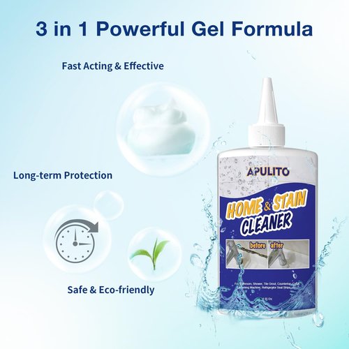 APULITO Household Cleaner Gel - Powerful Bathroom & Kitchen Cleaner for Tiles, Grout & Sinks | 10 Fl Oz