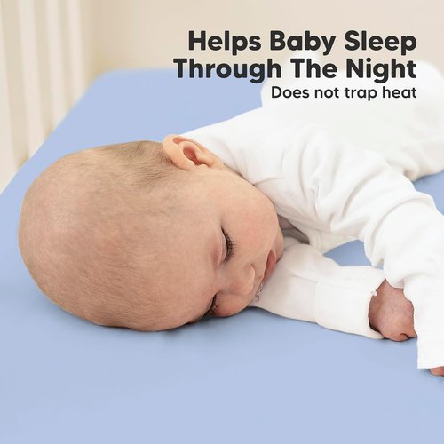 KeaBabies Organic Crib Sheets - 2-Pack Fitted Jersey Cotton for Baby Bed | Soft & Cute Prints (Blue Flax)