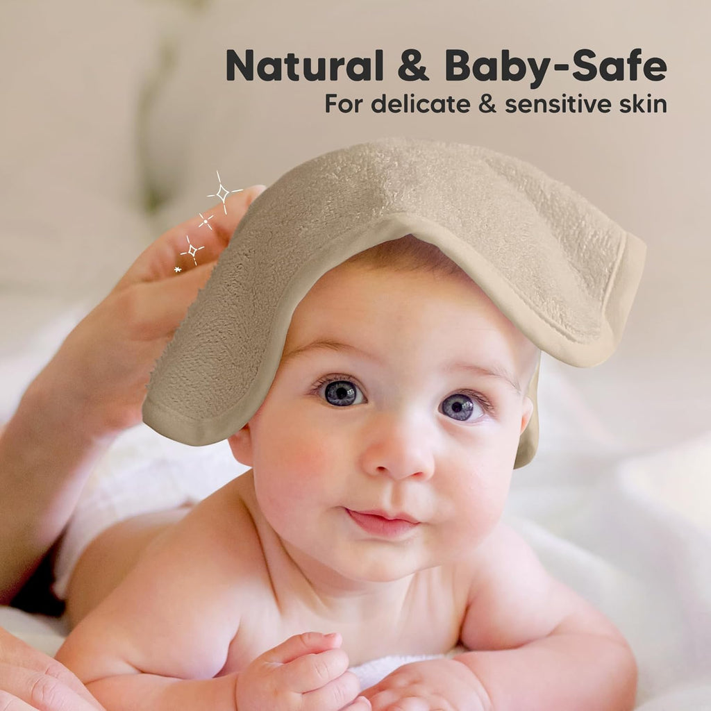 Skiennix 6-Pack Baby Washcloths - Soft, Absorbent Bamboo Towels for Newborns & Kids | 10x10 Earth Brown