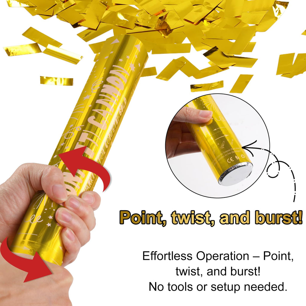 5 Pack Confetti Poppers gold– 12 Inch Confetti Blaster for Birthday, Graduation, and New Year’s Eve Celebrations – Best Party Poppers for Unforgettable Parties!