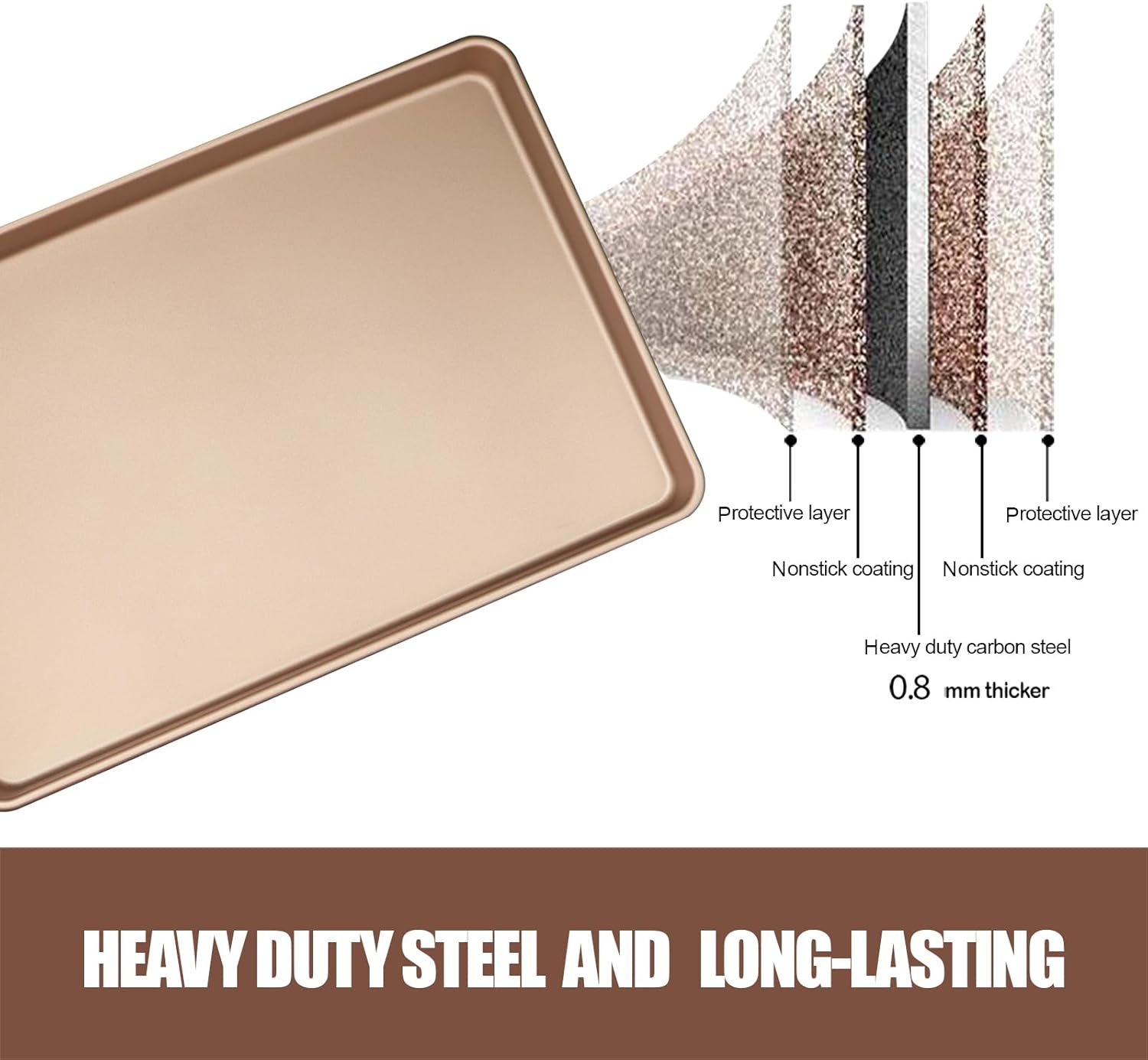 Nonstick Carbon Steel Baking Sheet Set by [Brand Name] - Heavy Duty 3-Pack with Large & Medium Sizes for Perfect Baking
