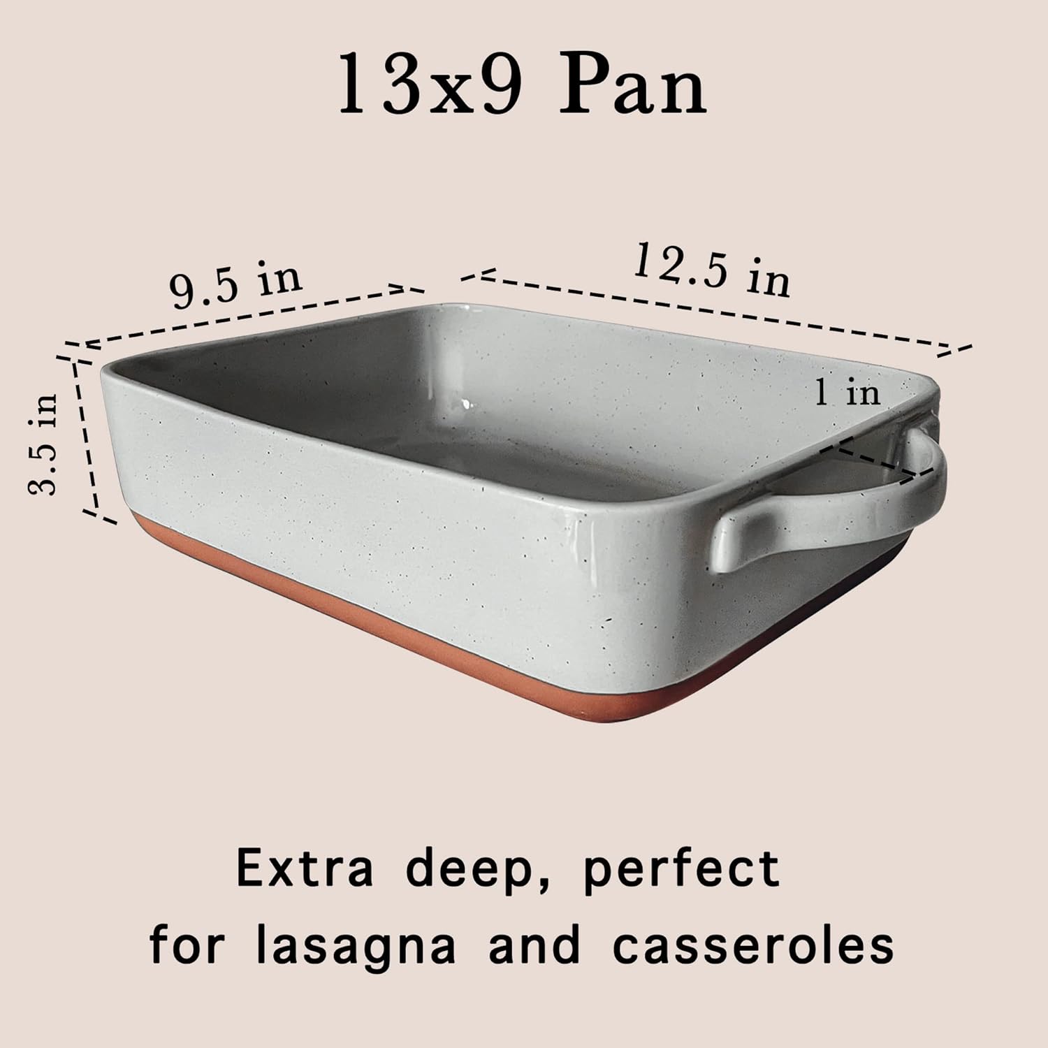 Mora 9x13in Deep Porcelain Baking Dish - Oven Safe & Freezer Friendly | Perfect for Family Meals