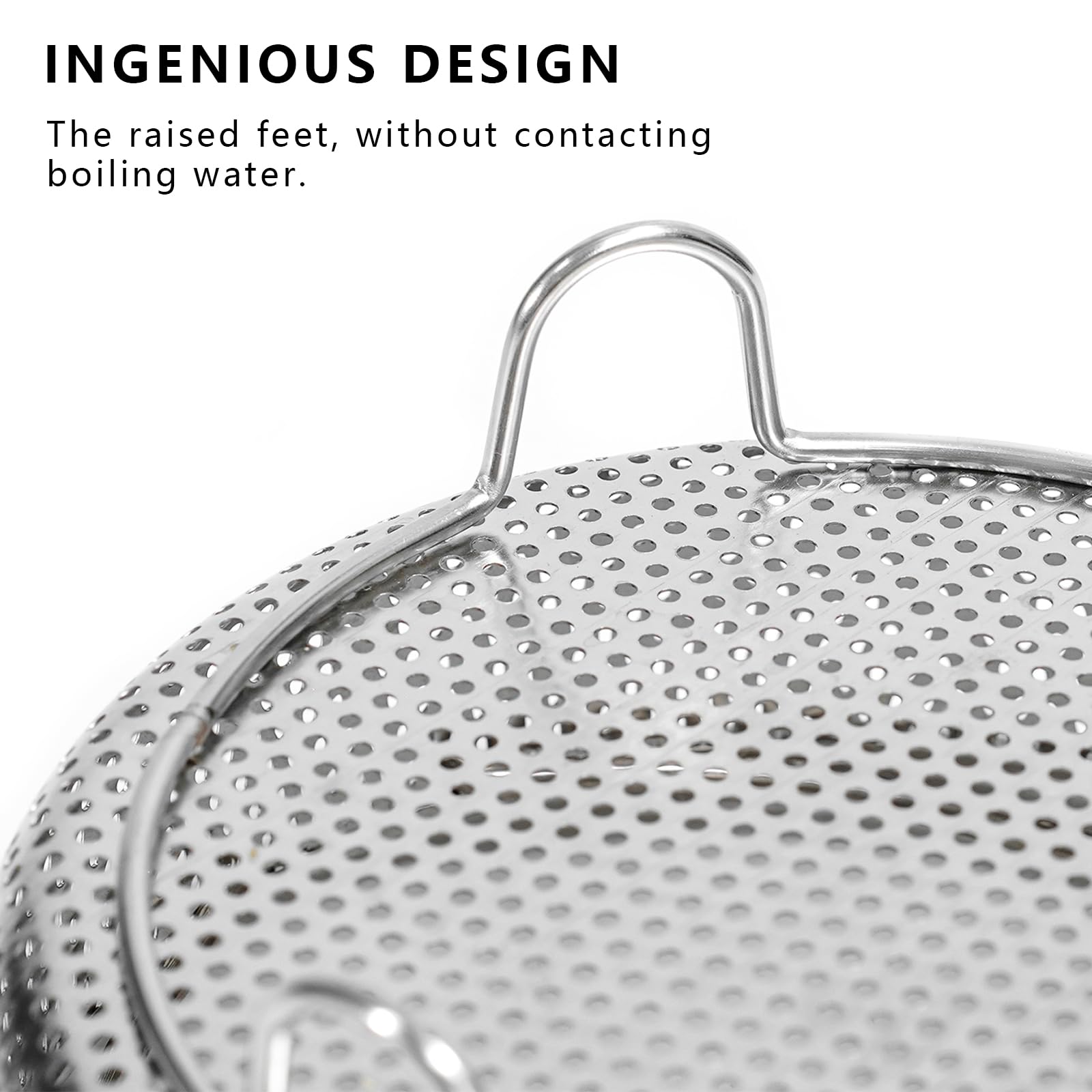 ICEICE Stainless Steel Steamer Basket - Vegetable & Dumpling Steamer Insert for Pots, Instant Pot Accessories with Handles & Feet, Multi-Purpose Mesh Strainer for Cooking, Fruits (Silvery, Large)