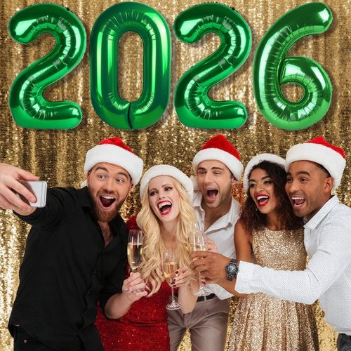 2026 Number Balloons by [Brand Name] - Dark Green 40 Inch Party Decorations for New Year's & Graduations