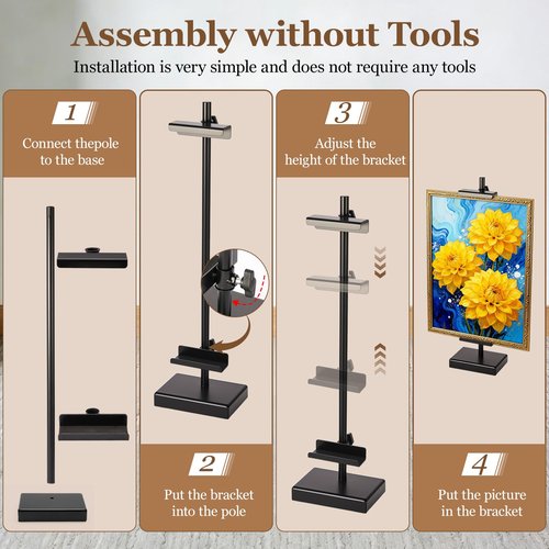 dakewang 1pcs Adjustable Tabletop Easel Stand for Picture Frames, Picture Easels for Display, Gold Easel, Picture Frame Stand, Adjustable Art Easel.(18inch,Black)