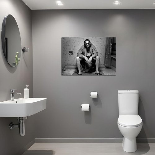 Funny Bathroom Wall Decor | 90s Movie Posters Black & White Art - Humorous Toilet Signs 16x24 in