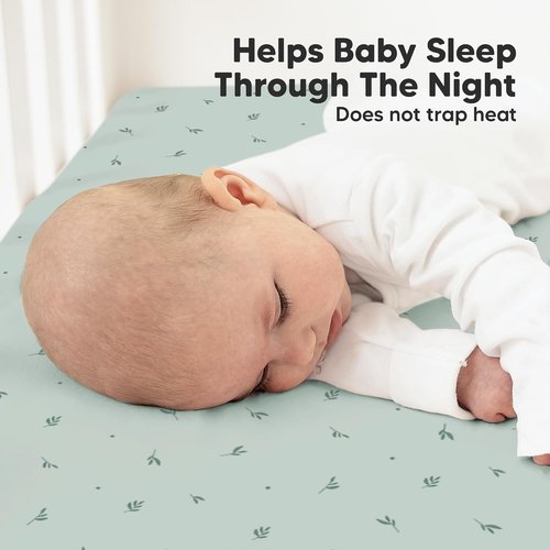 KeaBabies Organic Crib Sheets - 2-Pack Fitted Jersey Cotton for Baby Beds | Soft & Breathable Bunnies Prints, 52x28