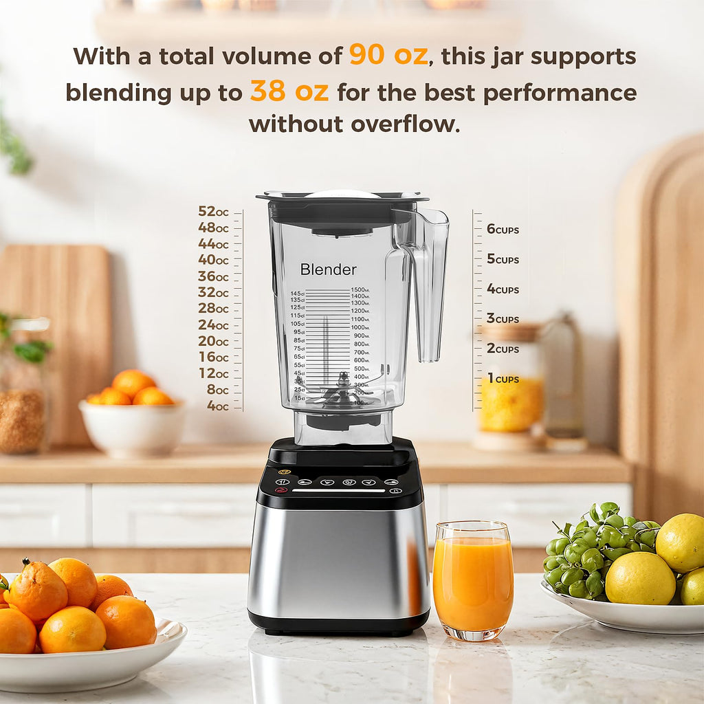 90 oz Replacement Jar Compatible with Blendtec Blender, Wide Compatible with Classic/Designer/Professional/Commercial Series Container Pitcher Cup, Includes Blade and Lid