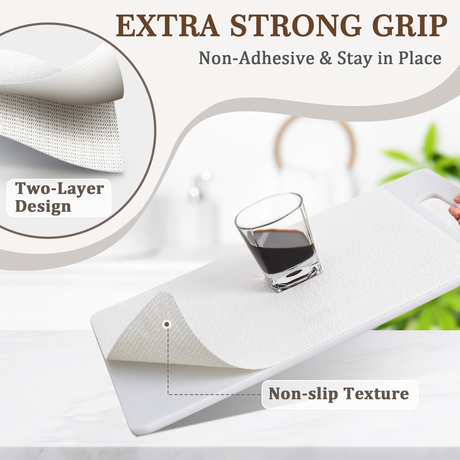 MIAONET 18" x 360" Shelf and Drawer Liner for Kitchen Cabinets Non-Adhesive Easy Cut Non-Slip Shelves Paper, Durable Washable Cupboards liners Protector Cabinet Bathroom Drawers Pantry Shelving, White