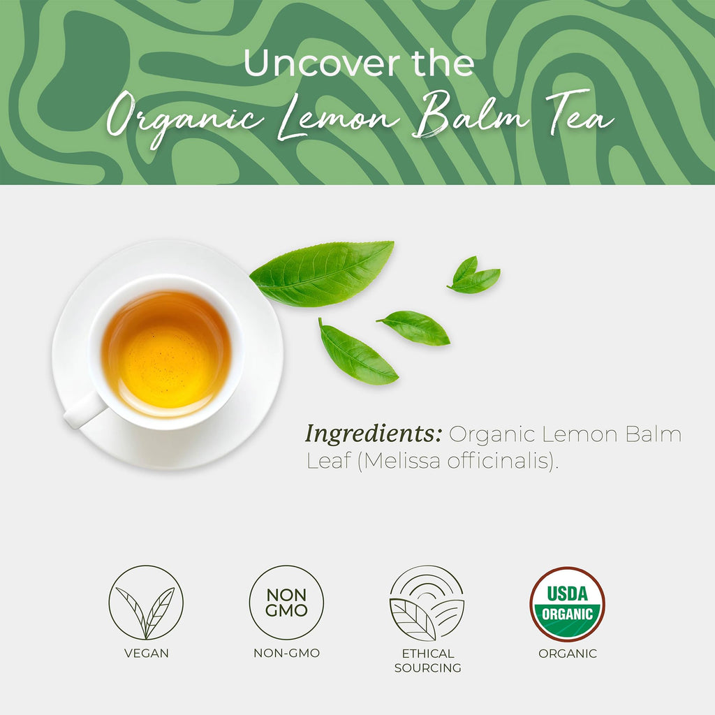 Starwest Botanicals Organic Lemon Balm Leaf Tea - Herbal Tea, Caffeine Free, USDA Organic Lemon Balm Leaf, String Free Sachets, Non GMO - 20 Bags