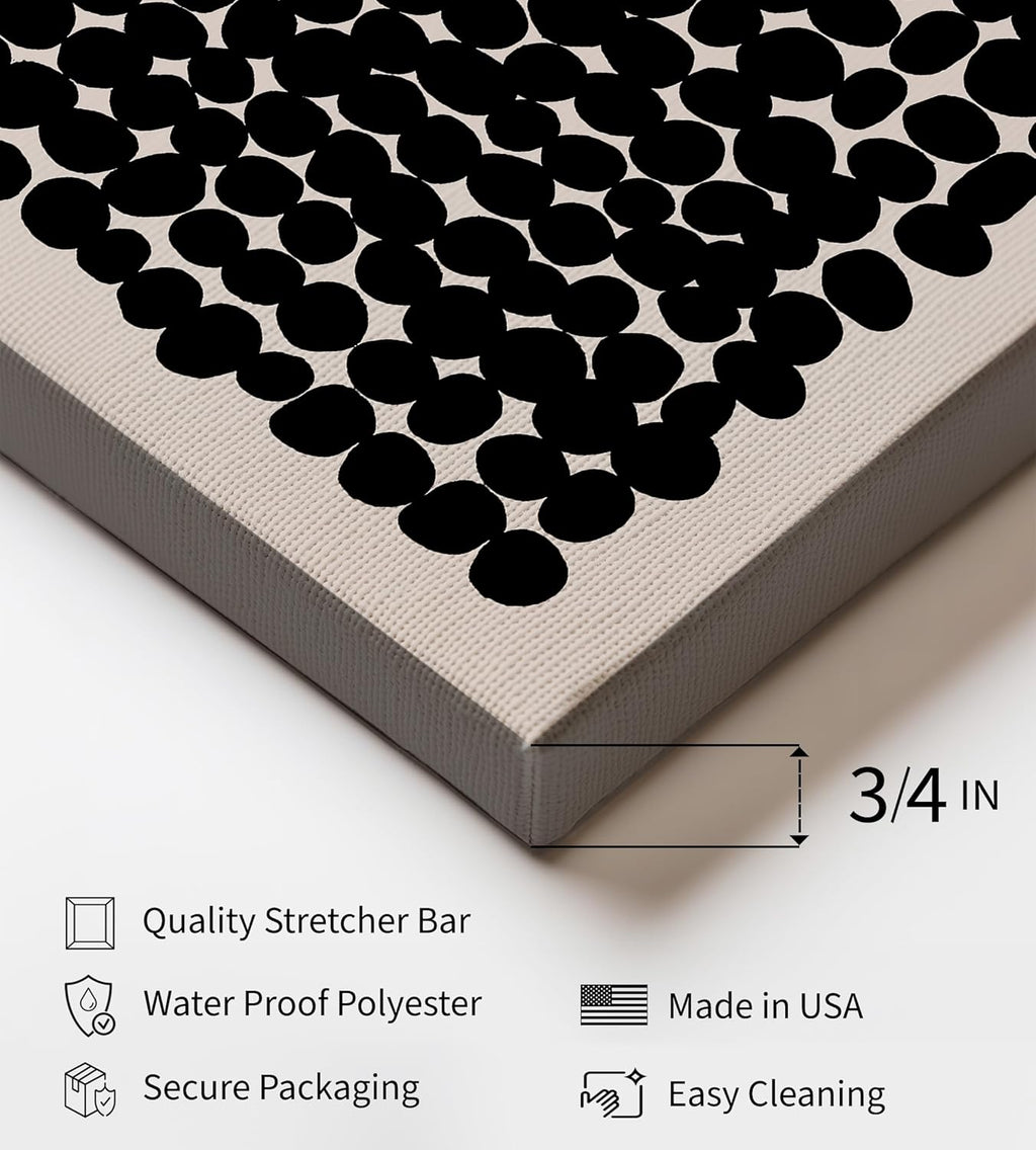 Poster Master Modern Abstract Canvas - Black Pebbles Print for Minimalist Living Room | Sizes 8x10 to 30x40