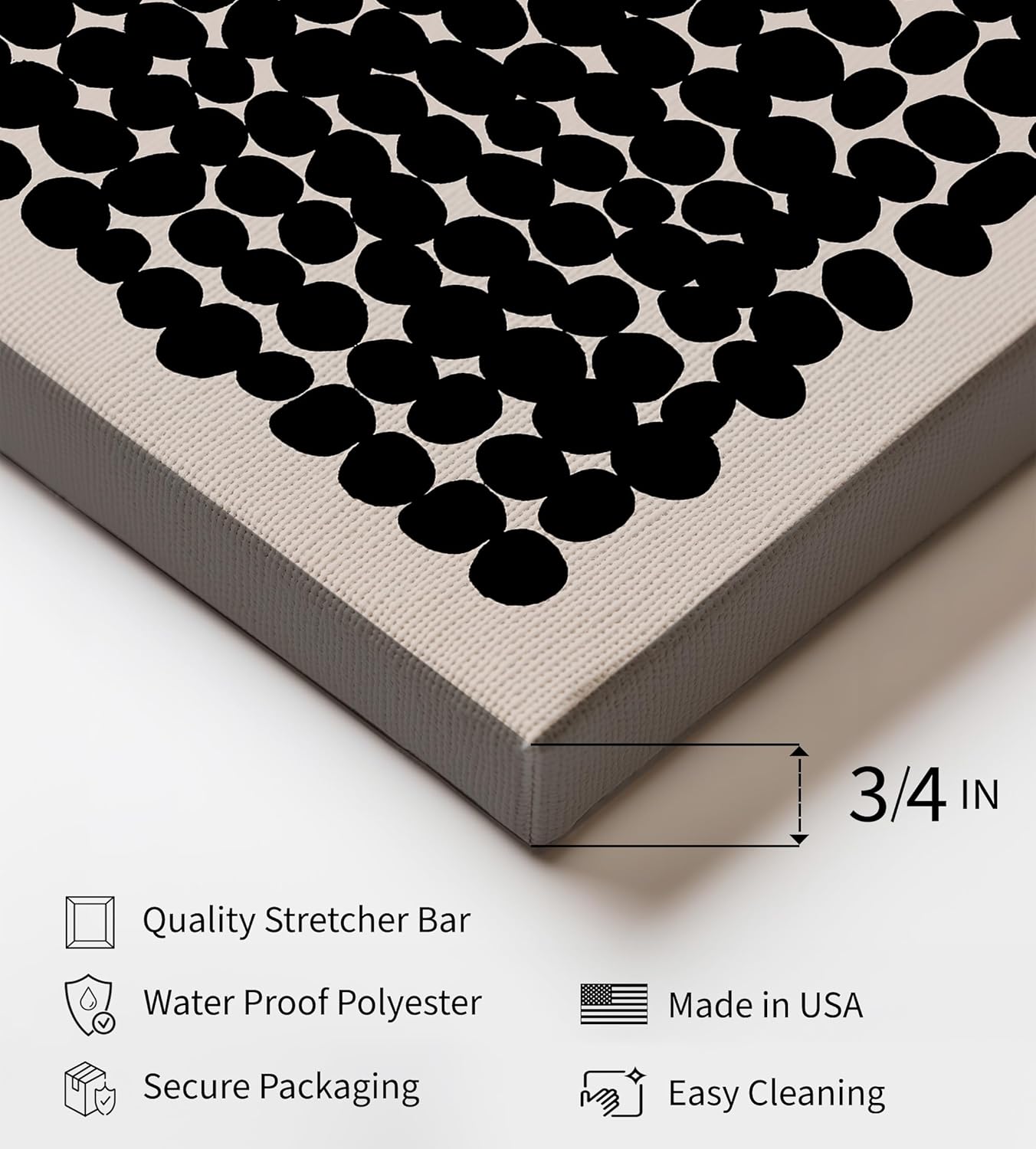 Poster Master Modern Abstract Canvas - Black Pebbles Print for Minimalist Living Room | Sizes 8x10 to 30x40