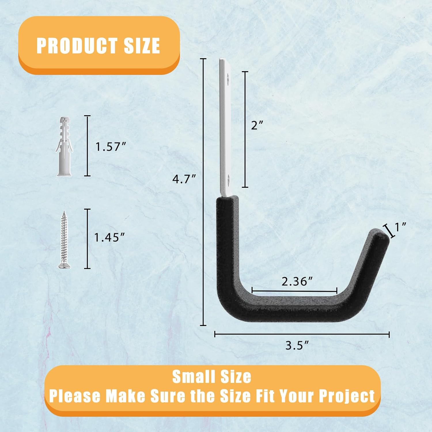 Skiennix Heavy Duty Utility Hooks - Wall Mount Storage for Hose, Bike, Ladder & More (8 Small)