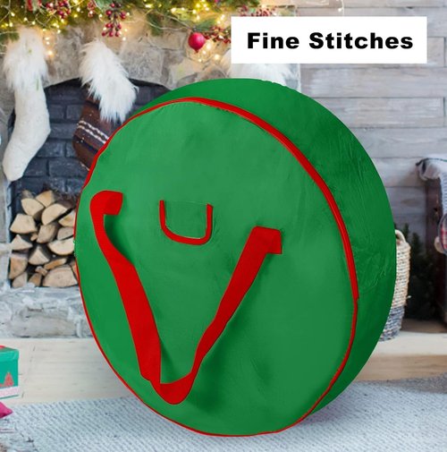 Christmas Wreath Storage Bag | 30" Heavy-Duty Container with Reinforced Handles & Double Zipper - Protect Decorations - Green