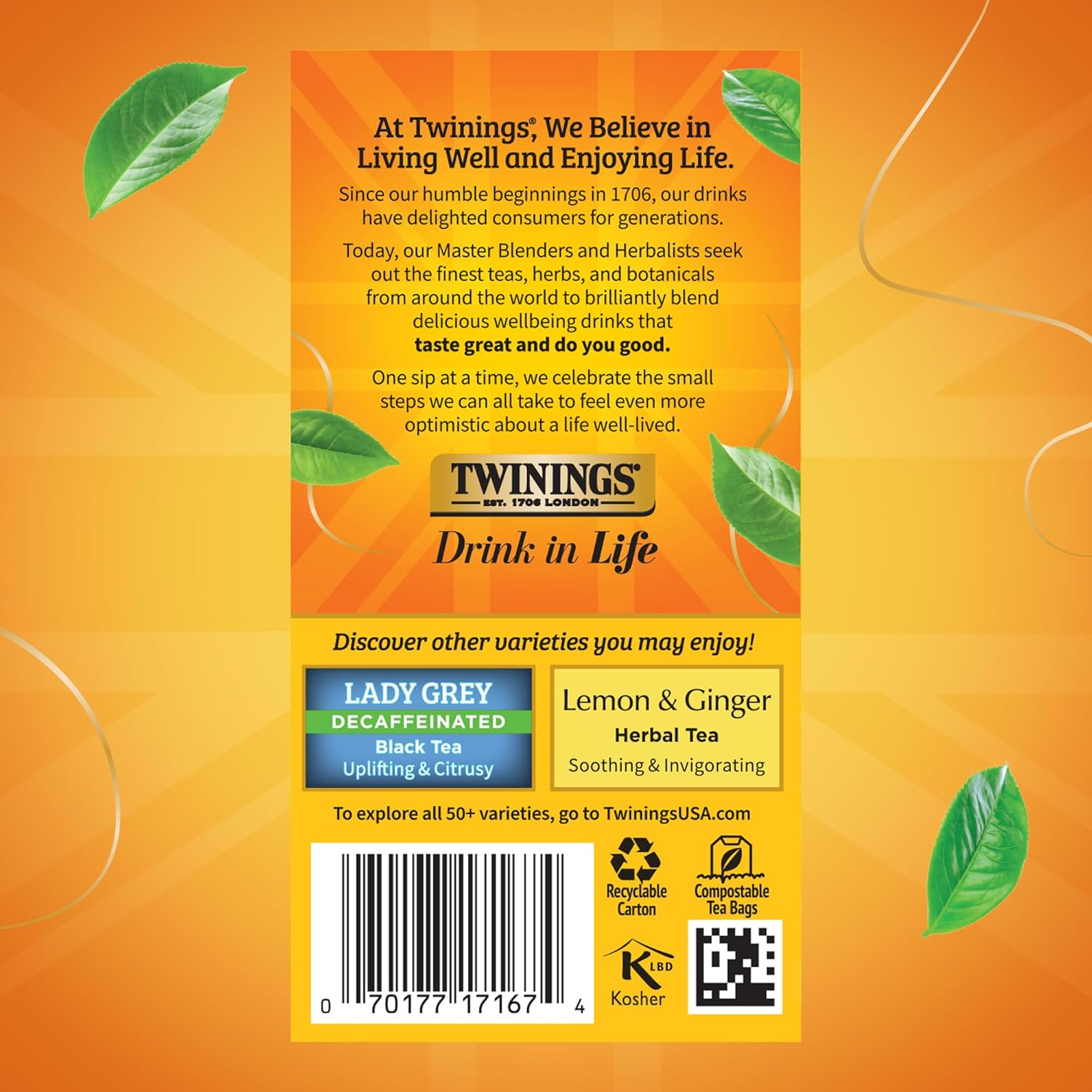 Twinings Decaffeinated Earl Grey Black Tea - Citrus & Bergamot Flavor, 120 Individually Wrapped Bags
