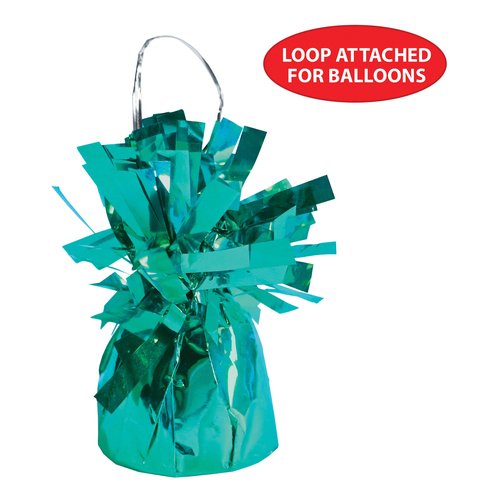 Beistle Metallic Wrapped Balloon Weight – 6 Pack, Turquoise Balloon Centerpiece Bouquet Holders, Party Decoration Accessories for Birthdays, Weddings, Graduations, and Retirement Celebrations, 6 Oz