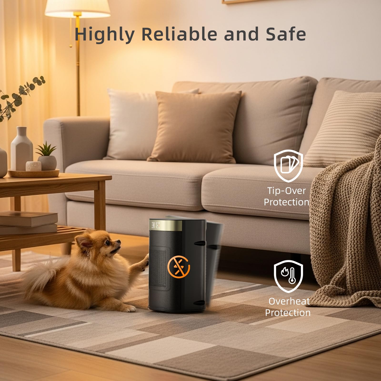 ZAFRO 1500W Portable Space Heater, Fast Heating & Energy Saving Electric Heater with Remote for Indoor Use, 5 Modes Adjustable Thermostat 24H Timer, Safe Quiet for Bedroom Office Home Use