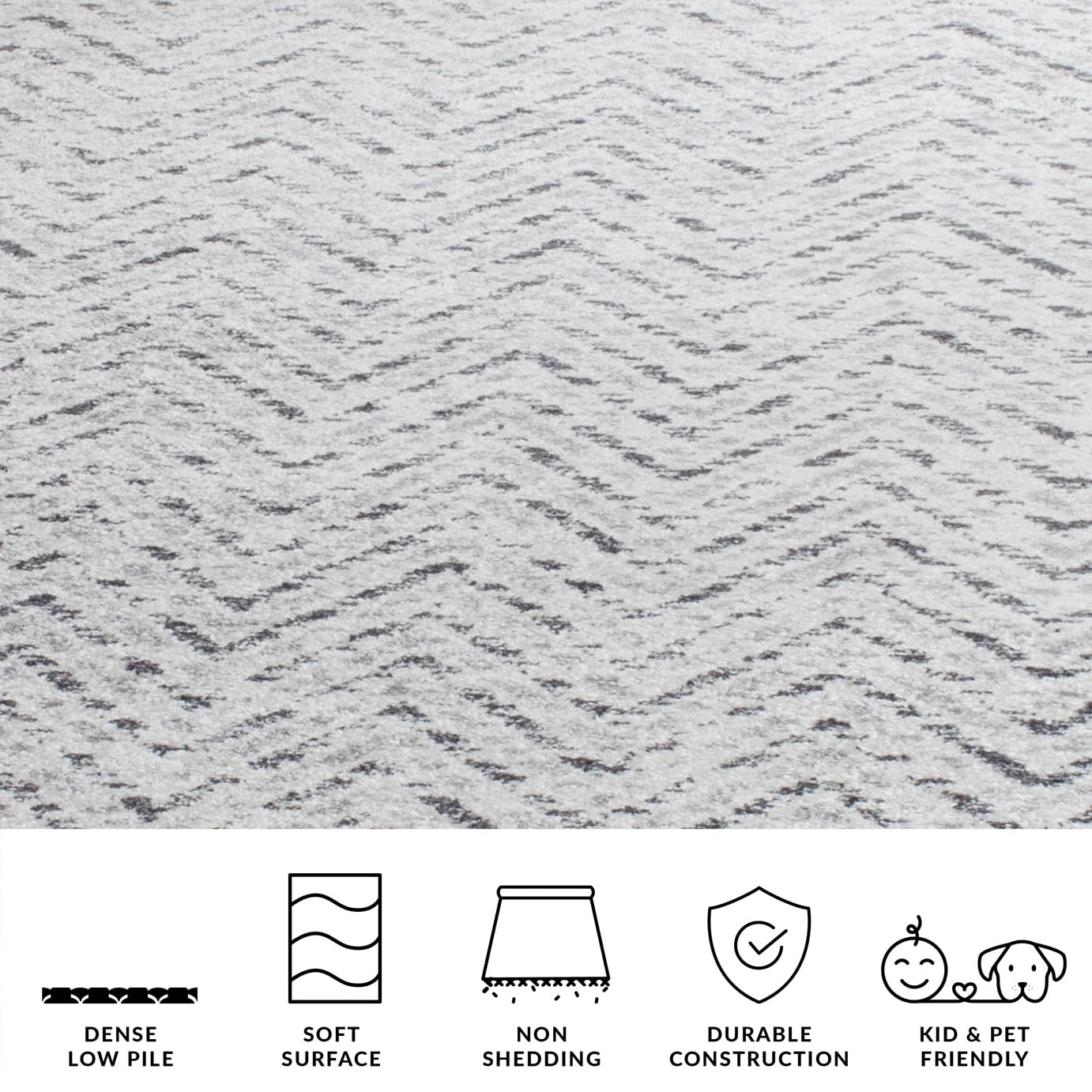 SAFAVIEH Adirondack Collection 8' Round Ivory/Charcoal ADR104N Chevron Non-Shedding Area Rug