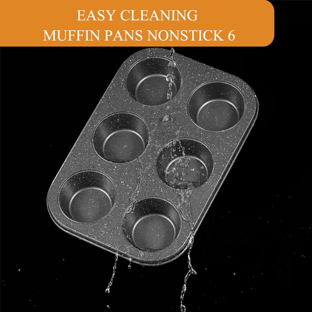 Walooza Nonstick Muffin Cupcake Pan - 6-Cup Baking Tins for Muffins, Cookies & Cheesecakes