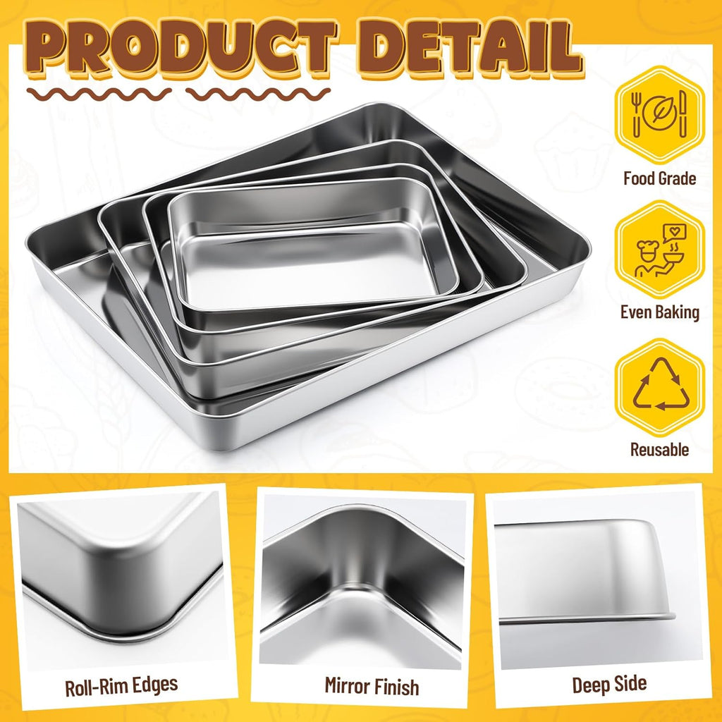Skiennix 7-Piece Bakeware Set - Stainless Steel Baking Pans for Oven | Non-Toxic, Dishwasher Safe, Various Sizes