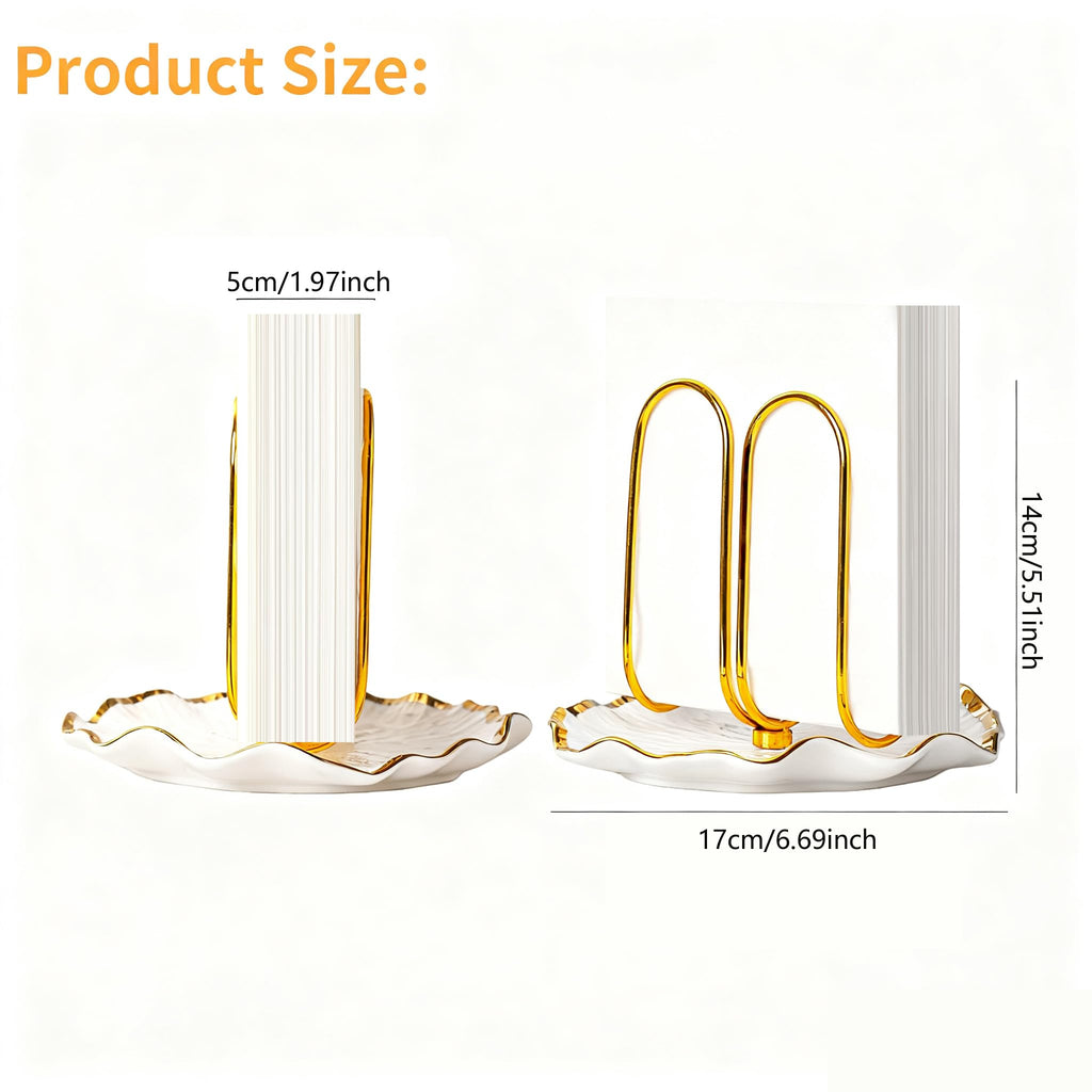 Modern Standing Napkin Holder for Table， Ceramic Gold Napkin Holders for Christmas Paper Napkins， Xmas Cocktail Tissue Dispenser,Servilleteros para Mesas for kitchen, dining, counter tops, outdoors