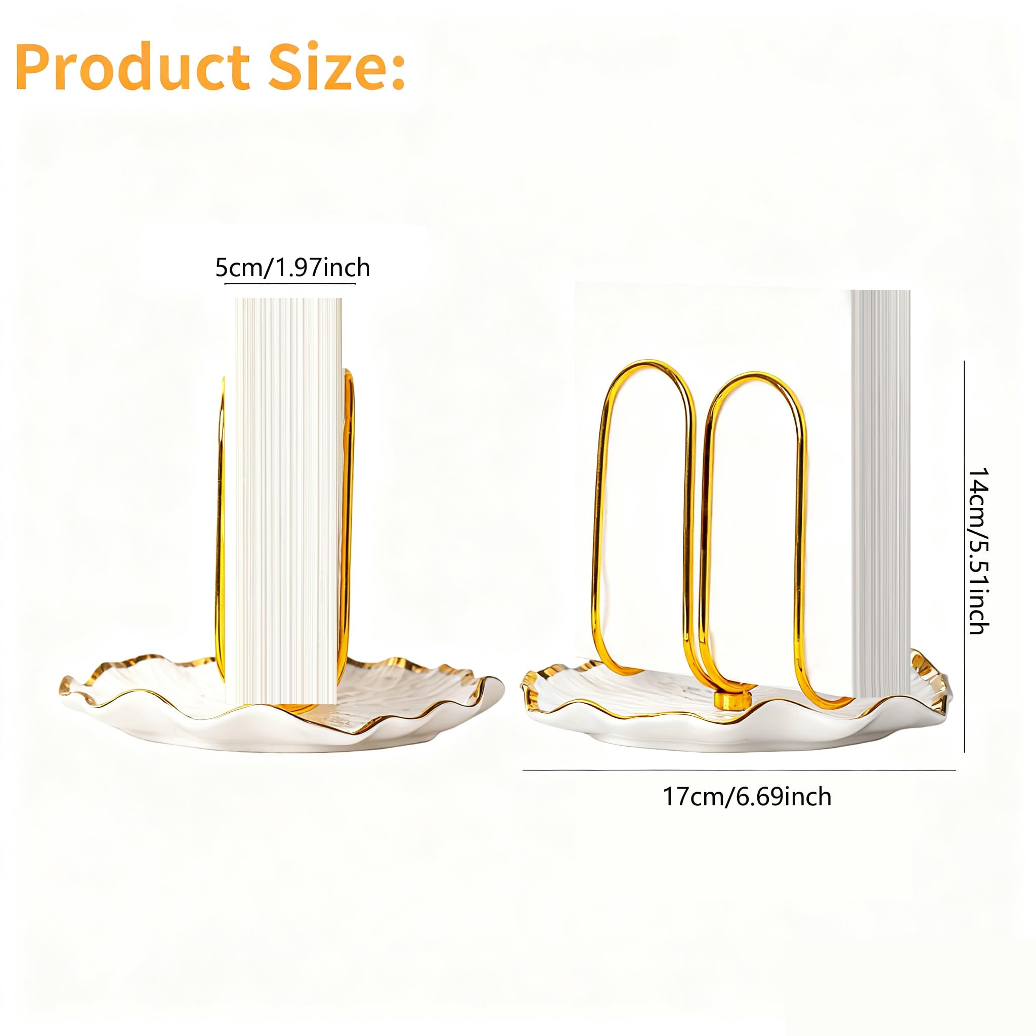 Modern Standing Napkin Holder for Table， Ceramic Gold Napkin Holders for Christmas Paper Napkins， Xmas Cocktail Tissue Dispenser,Servilleteros para Mesas for kitchen, dining, counter tops, outdoors