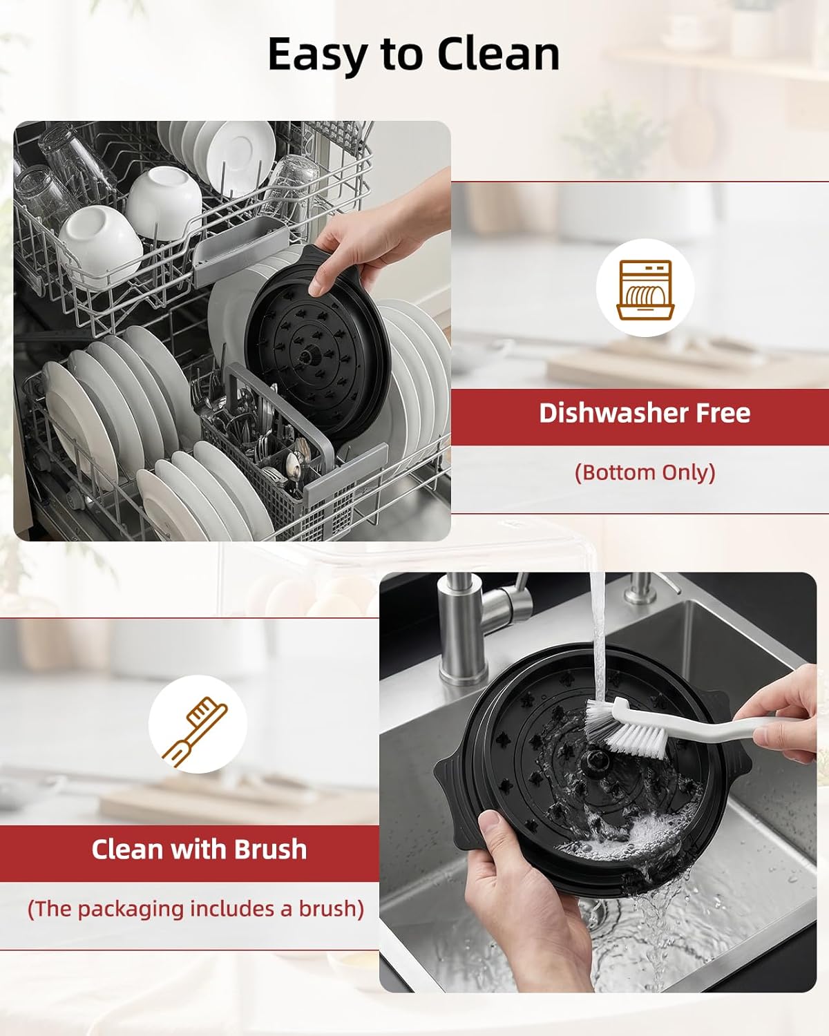 Skiennix Chicken Shredder - Large BPA-Free Meat Shredder Tool with Tray & Brush | Anti-Slip Design (Black)