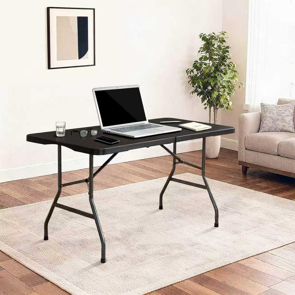 Vampire Killer Folding Table 6ft Foldable Table with Built in Handle & Steel Legs / 6FT Heavy Duty Folding Portable,Perfect for Party, Dining Indoor/Outdoor Events, Tailgating & Backyard BBQ, Black