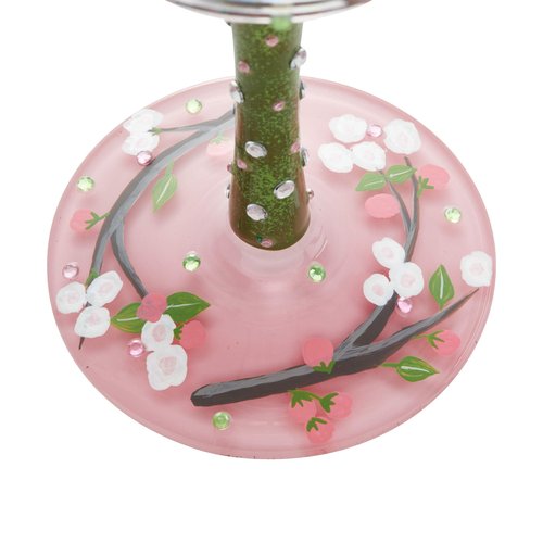 Enesco Designs by Lolita Cardinal Bird with Cherry Blossoms Beauty Artisan Hand-Painted Wine Glass, 15 Ounce, Multicolor