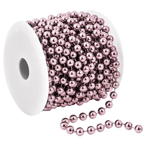 32.8 Feet Christmas Bead Garland Xmas Artificial Pearls Beads Garland Christmas Tree Garland Chain Decorations for Xmas Tree Holiday Wedding DIY Decoration Supplies (Pink)