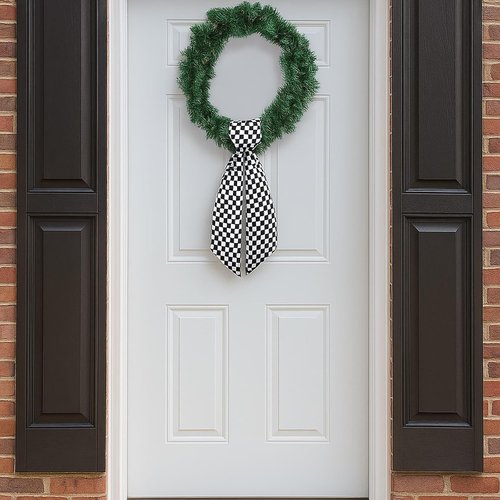 Checkered Racing Wreath Sash - Black & White Tie Bow for Race Car Holiday Decor | DIY Home Accessories