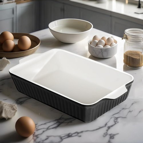 DOWAN 9x13-Inch Ceramic Casserole Dish - Large 4.2 Quart Baking Pan with Handles | Perfect for Lasagna & Casseroles