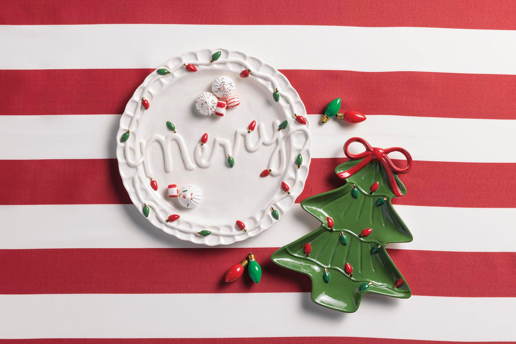 Mud Pie Christmas Merry & Tree Platter Set