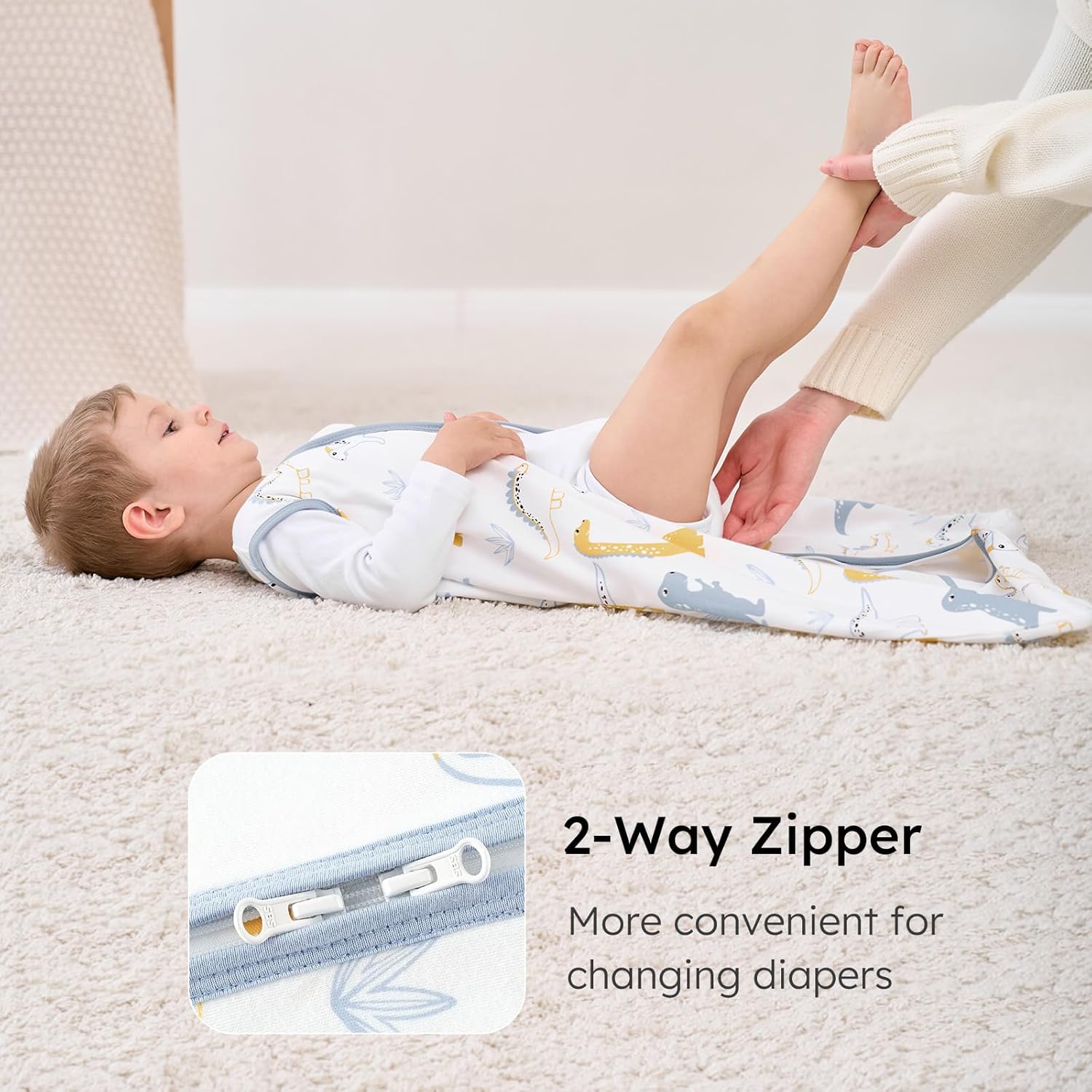 Yoofoss Baby Sleep Sack | 100% Organic Cotton Wearable Blanket for 6-12 Months | 2-Way Zipper, 3 Pack