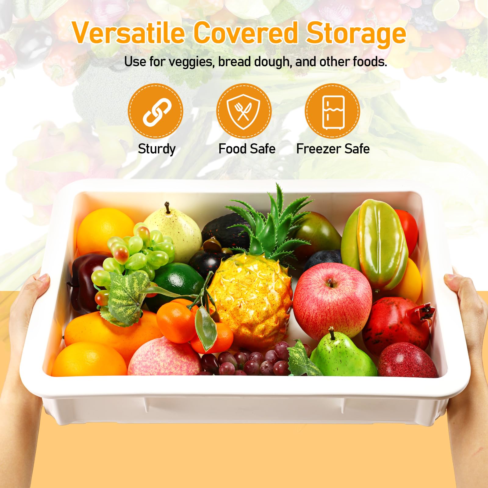 Suzile 4 Pcs Pizza Dough Proofing Box Plastic Stackable Trays with Covers Food Storage Containers, 17.83'' x 12.8'' x 3.23'', 4 Trays with 1 Cover