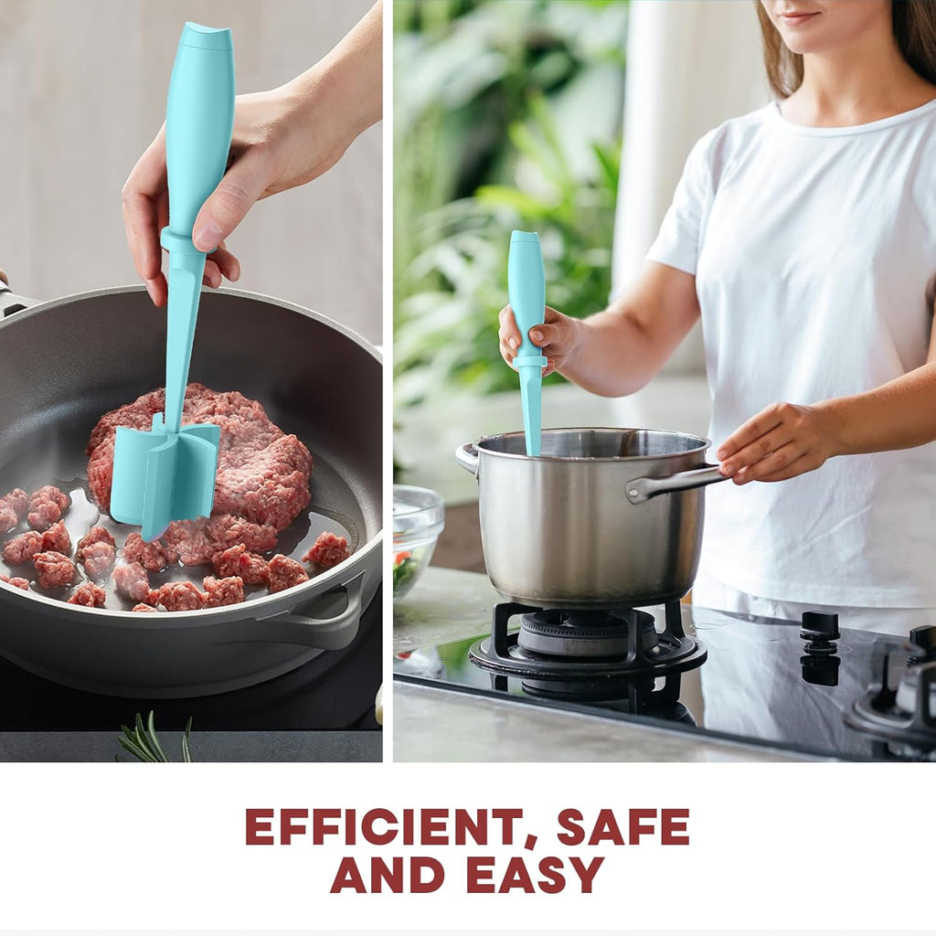 Upgrade Meat Chopper by [Brand Name] - Premium Heat Resistant Hamburger Smasher for Ground Beef & Turkey - Aqua