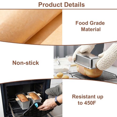 ZANHIX 100 Pcs Loaf Pan Liners 8x4 Inch, Non-Stick Disposable Brown Parchment Paper, Bread Pan Liners for Baking Toast, Cakes & Banana Breads - Greaseproof Loaf Liners for Baking Pans
