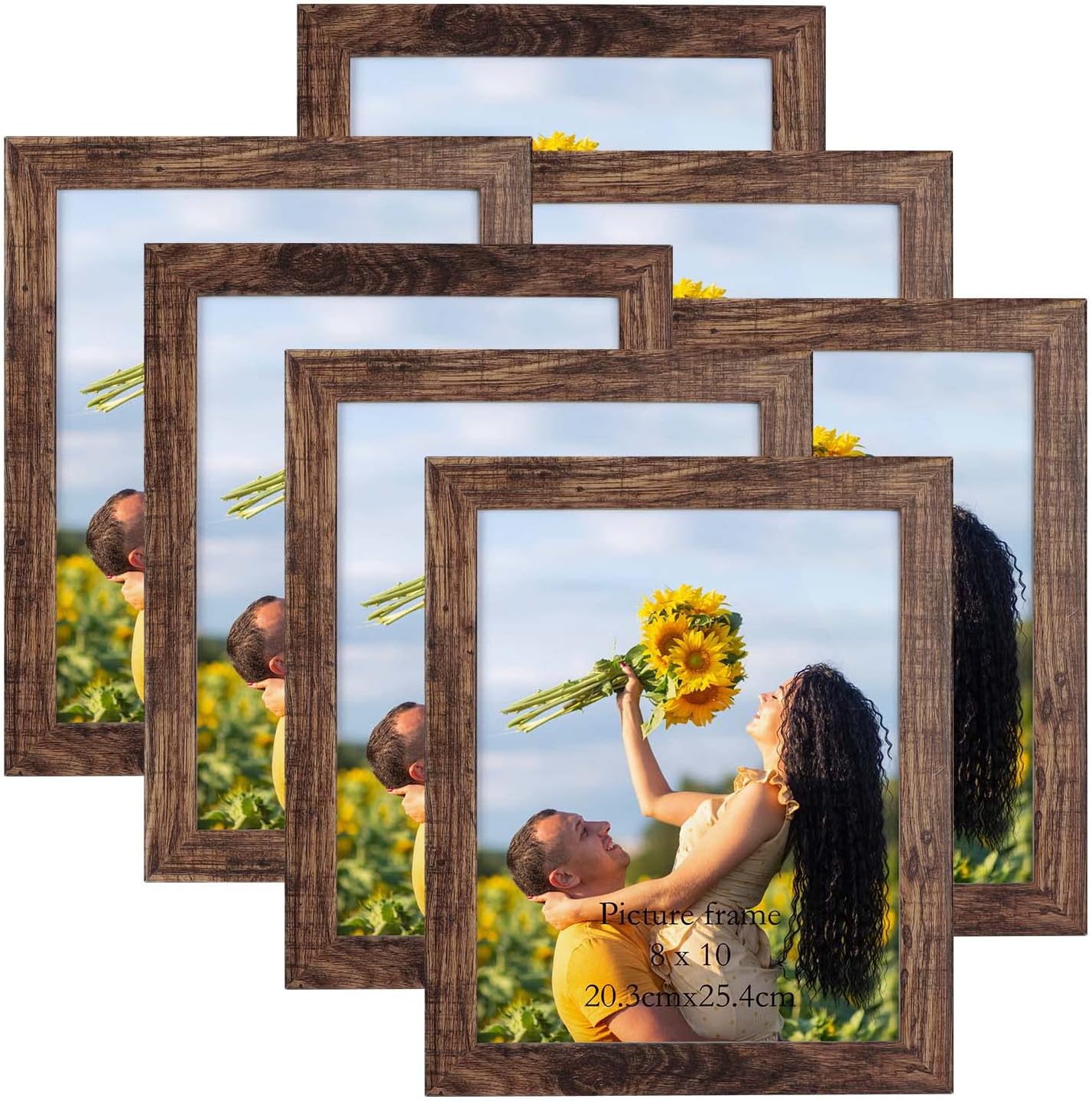 PETAFLOP 8x10 Picture Frame Set of 7 - Rustic Wall & Tabletop Display for 8x10 Photos