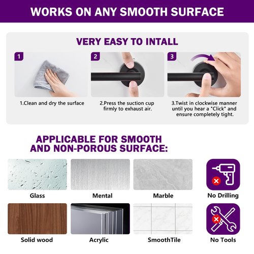 JOMOLA Toilet Paper Holder, Matte Black Stainless Steel Suction Cup Wall Mount, No-Drilling Bathroom Tissue Paper Towel Holder for Kitchen, RV, 1 Pack