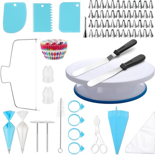222 PCS Cake Decorating Kit by [Brand Name] - Complete Set with Turntable, Piping Bags, Spatulas & More