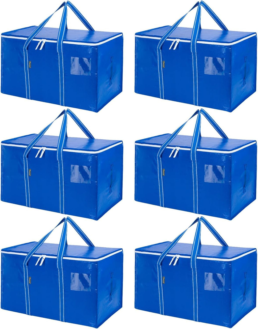 BALEINE Oversized Moving Bags - Heavy-Duty Storage Totes with Reinforced Handles | Royal Blue, 6-Pack