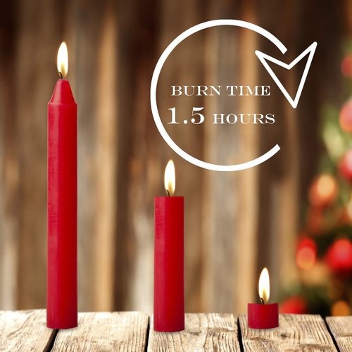 Bulk Red Candles by [Brand Name] - 100 Pcs for Christmas Tree Decor - 4 Inch x 1/2 Inch, 1.5 Hour Burn Time