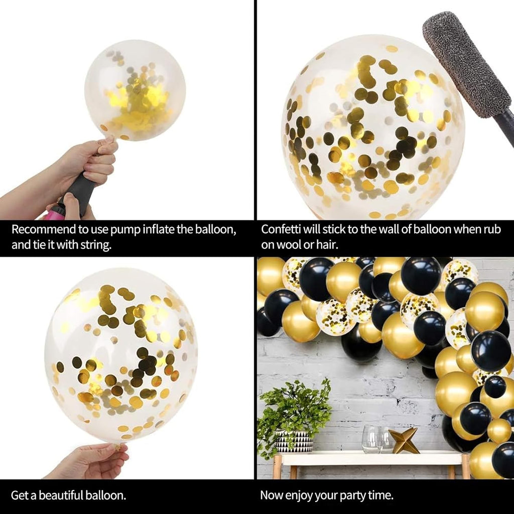 RUBFAC Black and Gold Balloon Garland Arch Kit - 110pcs with Confetti Balloons for Graduation & Wedding Decor