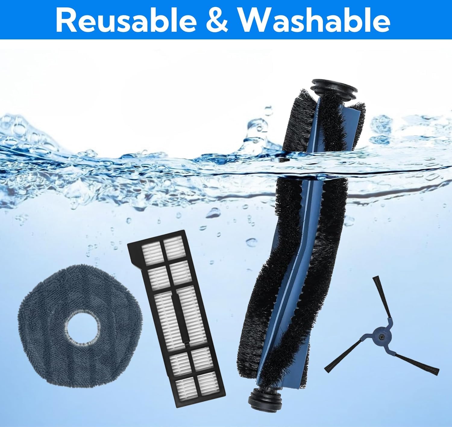 18 Pack X10 Pro Omni Replacement Parts Compatible with Eufy X10 Pro Omni Robot Vacuum Cleaner Gray Accessories Kit,1 Roller Brush, 2 HEPA Filters, 4 Side Brushes, 4 Mop Cloths, 6 Dust Bags, 1 Cleaning