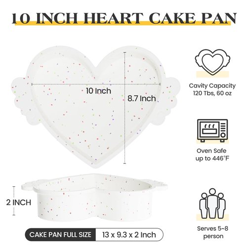 AOTASO 10 Inch Heart Shaped Cake Pans with Metal Reinforced Frame Silicone Heart Cake Pans Nonstick Large Silicone Molds for Baking Set of 2 (Cream)