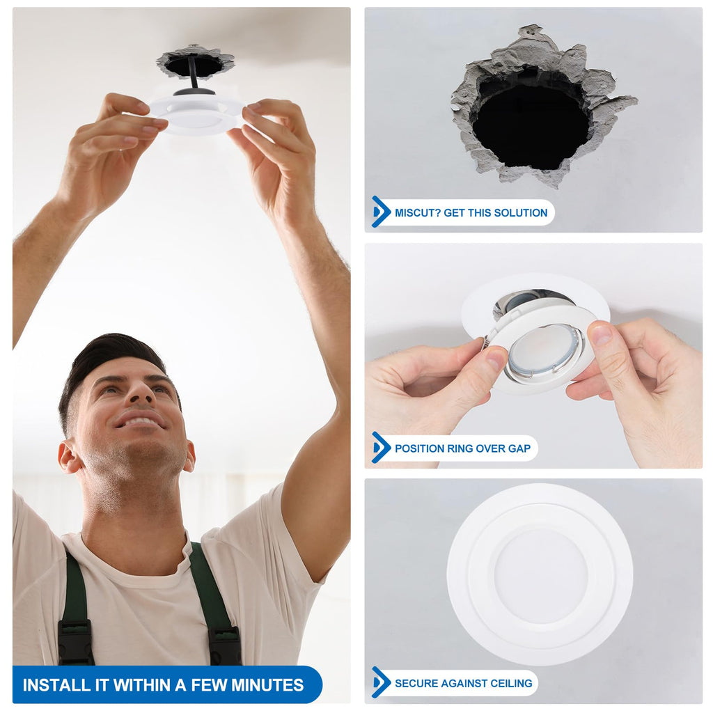 PATIKIL 4.25" ID 6.69" OD Light Trim Ring, White Goof Ring Matte Circular Light Cover Lighting Fixture for Ceiling Wall Recessed Can Downlights